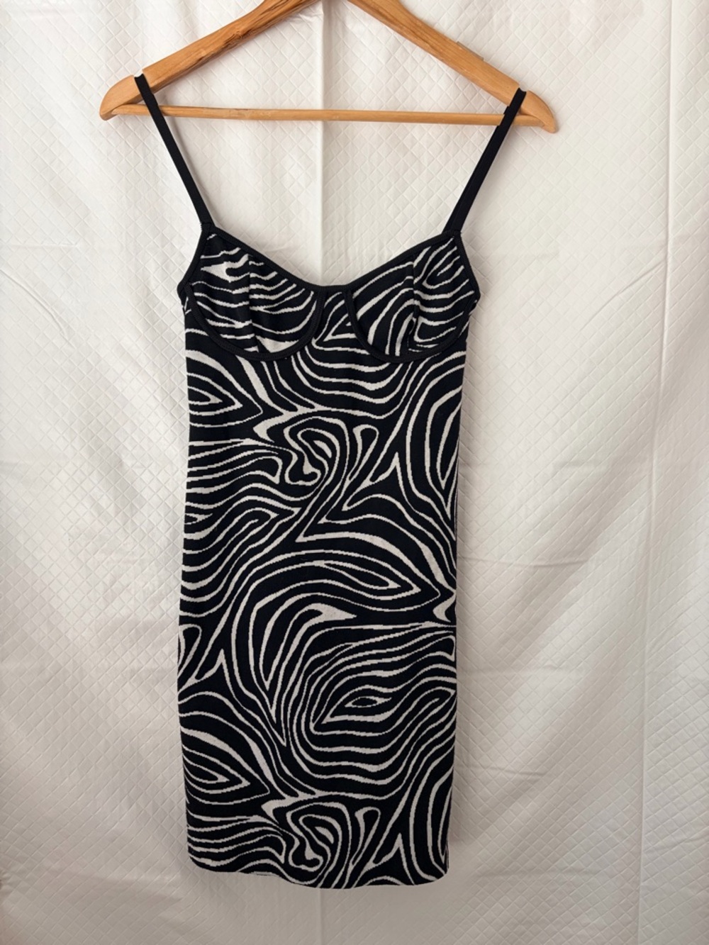 Zara Black & White Zebra-Print Slip Mini Dress
